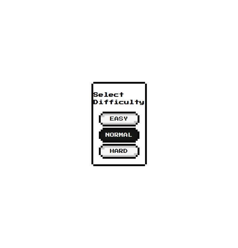 Harness screenshot of 8bitcn-difficulty-select at 768 pixels wide