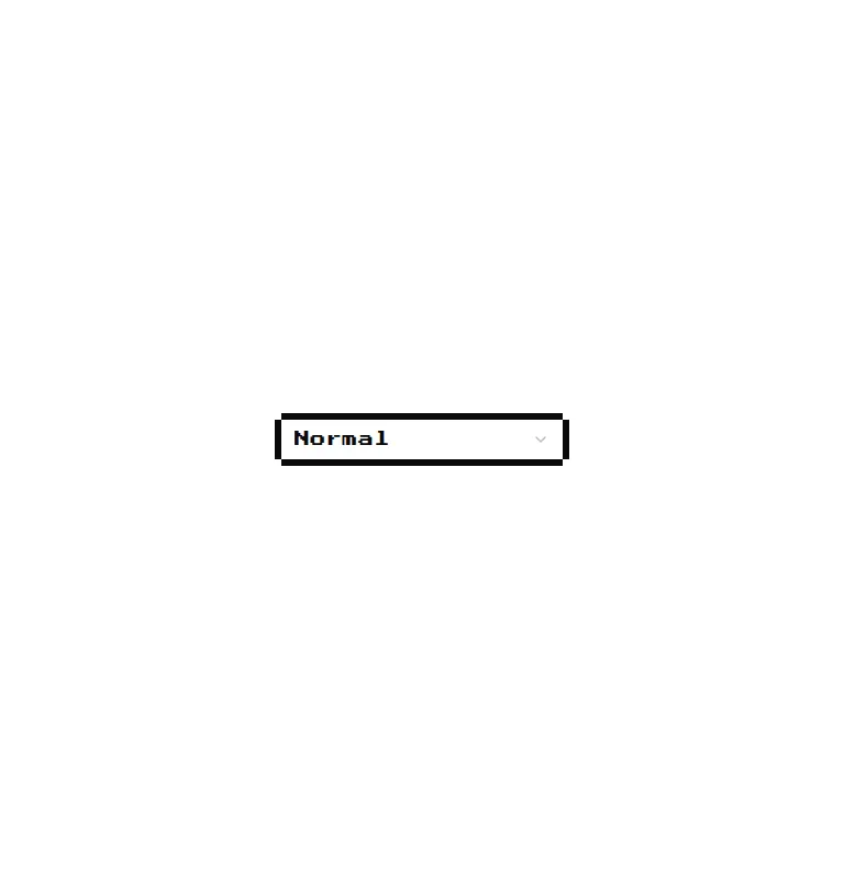 Harness screenshot of 8bitcn-select at 768 pixels wide