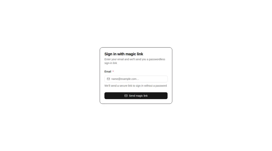 Harness screenshot of hextaui-auth-magic-link at 1440 pixels wide