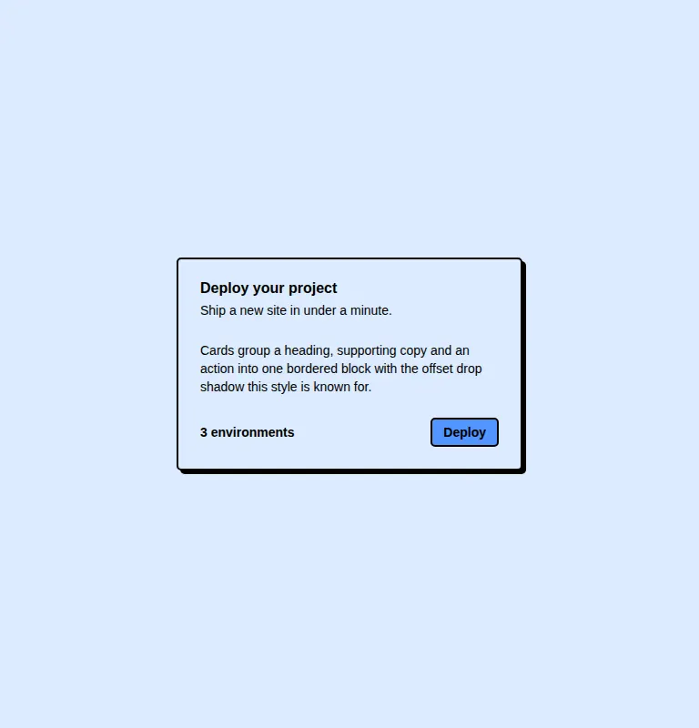 Harness screenshot of neobrutalism-card at 768 pixels wide