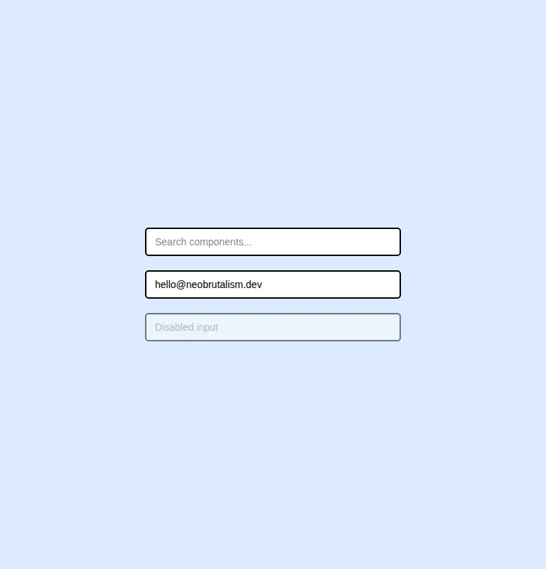 Harness screenshot of neobrutalism-input at 768 pixels wide