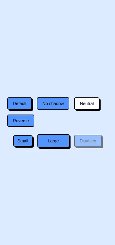 Harness screenshot of neobrutalism-nbutton at 375 pixels wide