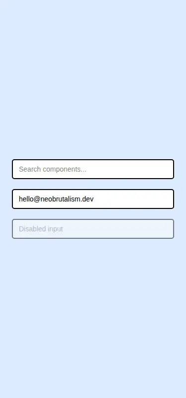 Harness screenshot of neobrutalism-ninput at 375 pixels wide
