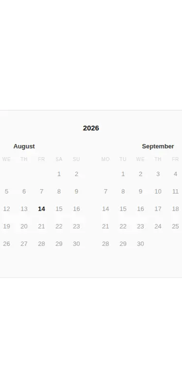 Harness screenshot of ruixen-calendar-twin at 375 pixels wide