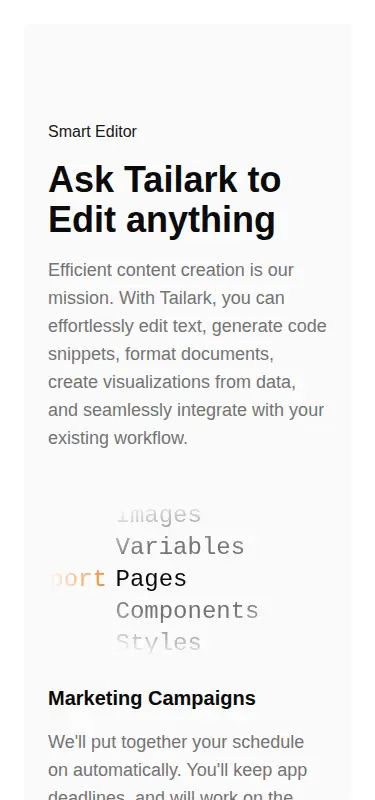 Harness screenshot of tailark-mist-content-1 at 375 pixels wide